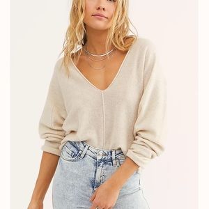 Free People Solitaire Cashmere V Olive Green